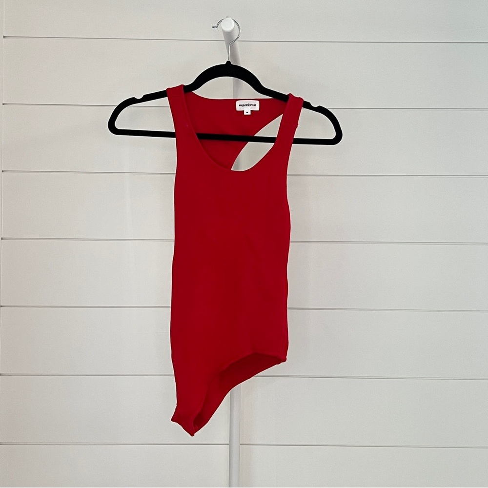 Superdown Red Backless Bodysuit - image 2